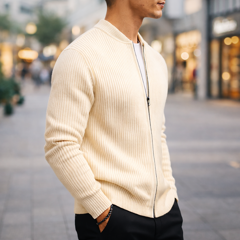 Savoni Wool Zip-Up Cardigan