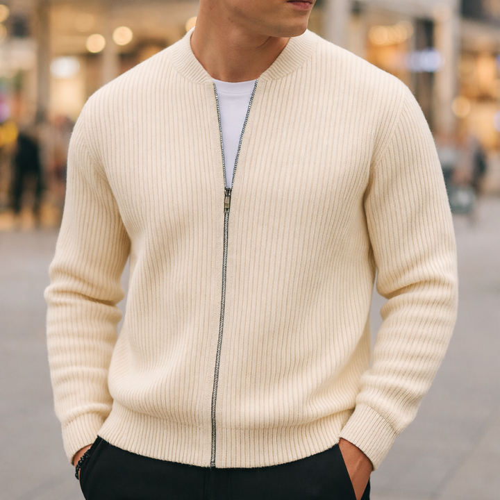 Savoni Wool Zip-Up Cardigan