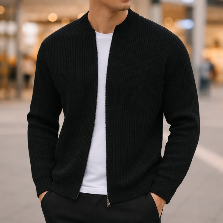 Savoni Wool Zip-Up Cardigan