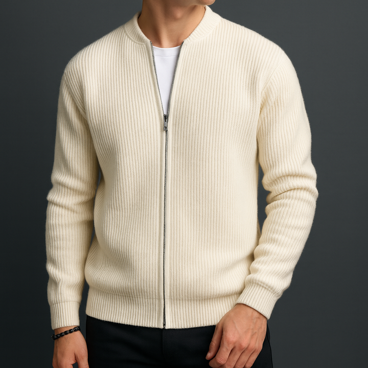 Savoni Wool Zip-Up Cardigan