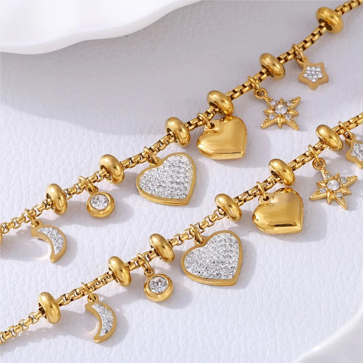 Stellar Heart Charm Bracelet