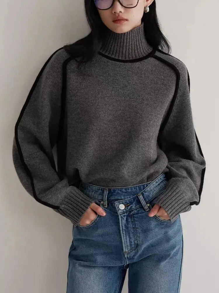 Sophia Bow Ribbed Turtleneck