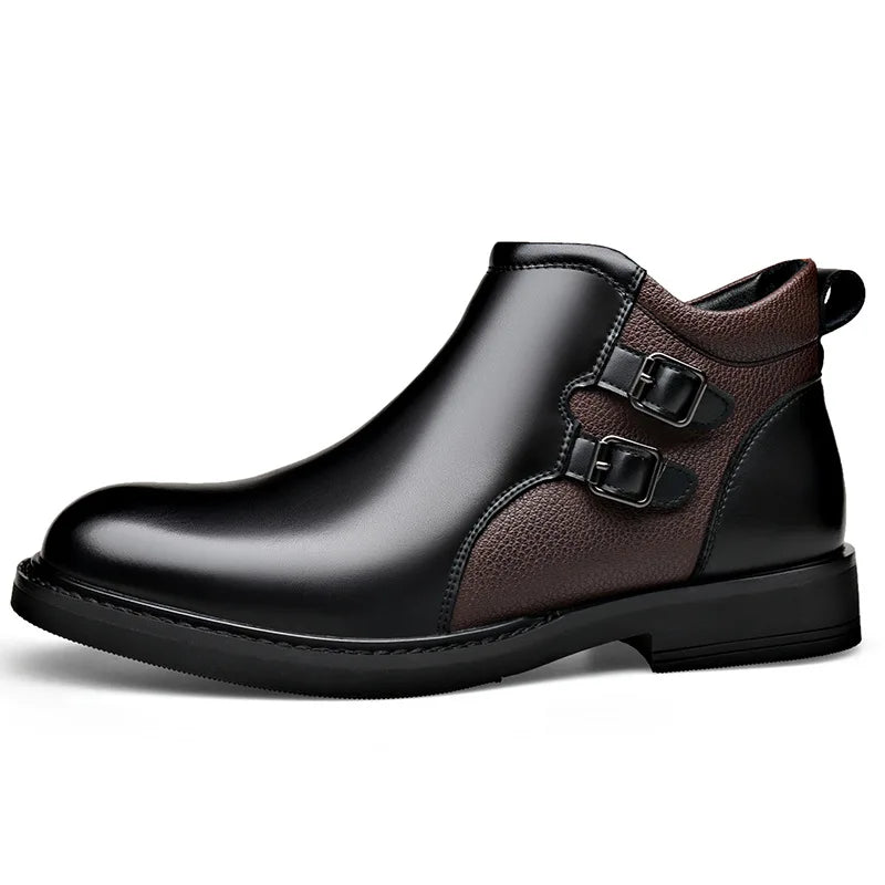 Savoni Leather Monk Strap Boots