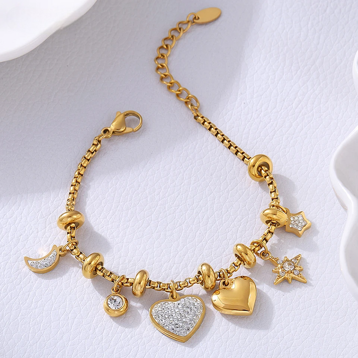 Stellar Heart Charm Bracelet