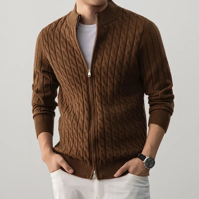 Savoni Wool Zip-Up Cardigan