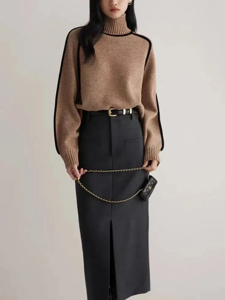 Sophia Bow Ribbed Turtleneck