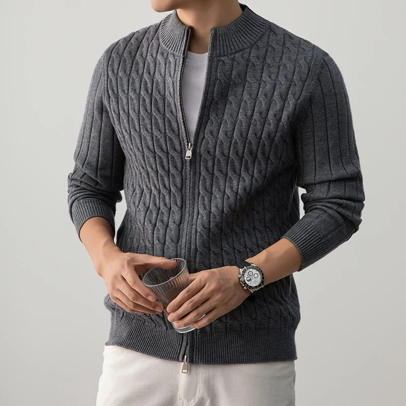 Savoni Wool Zip-Up Cardigan