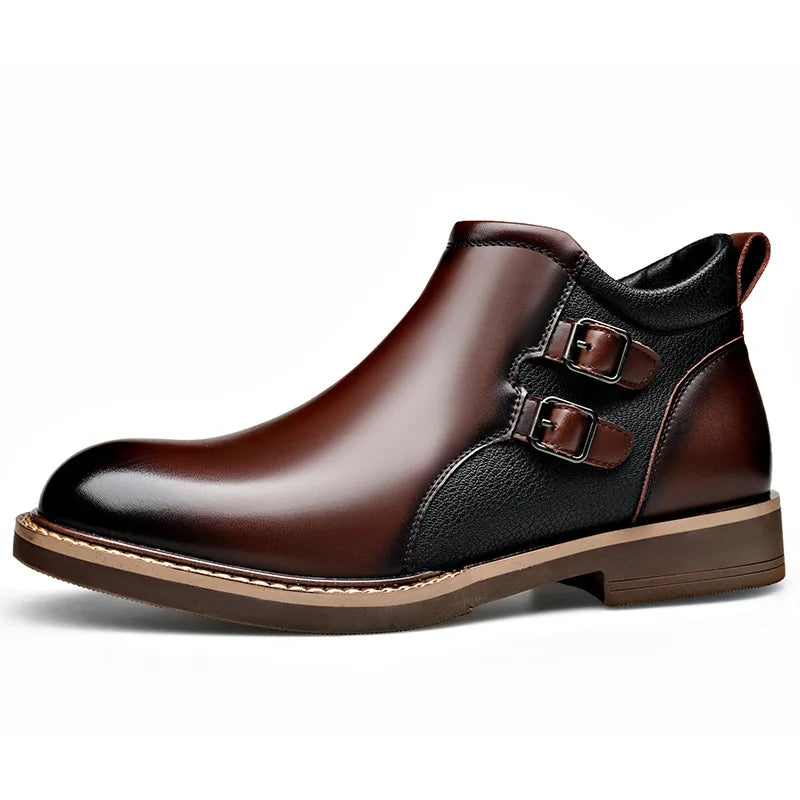 Savoni Leather Monk Strap Boots