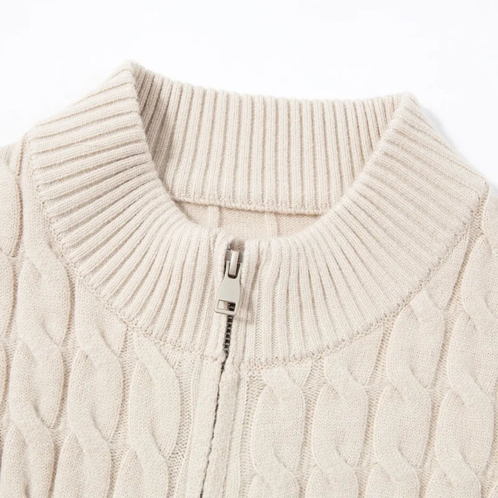 Savoni Wool Zip-Up Cardigan
