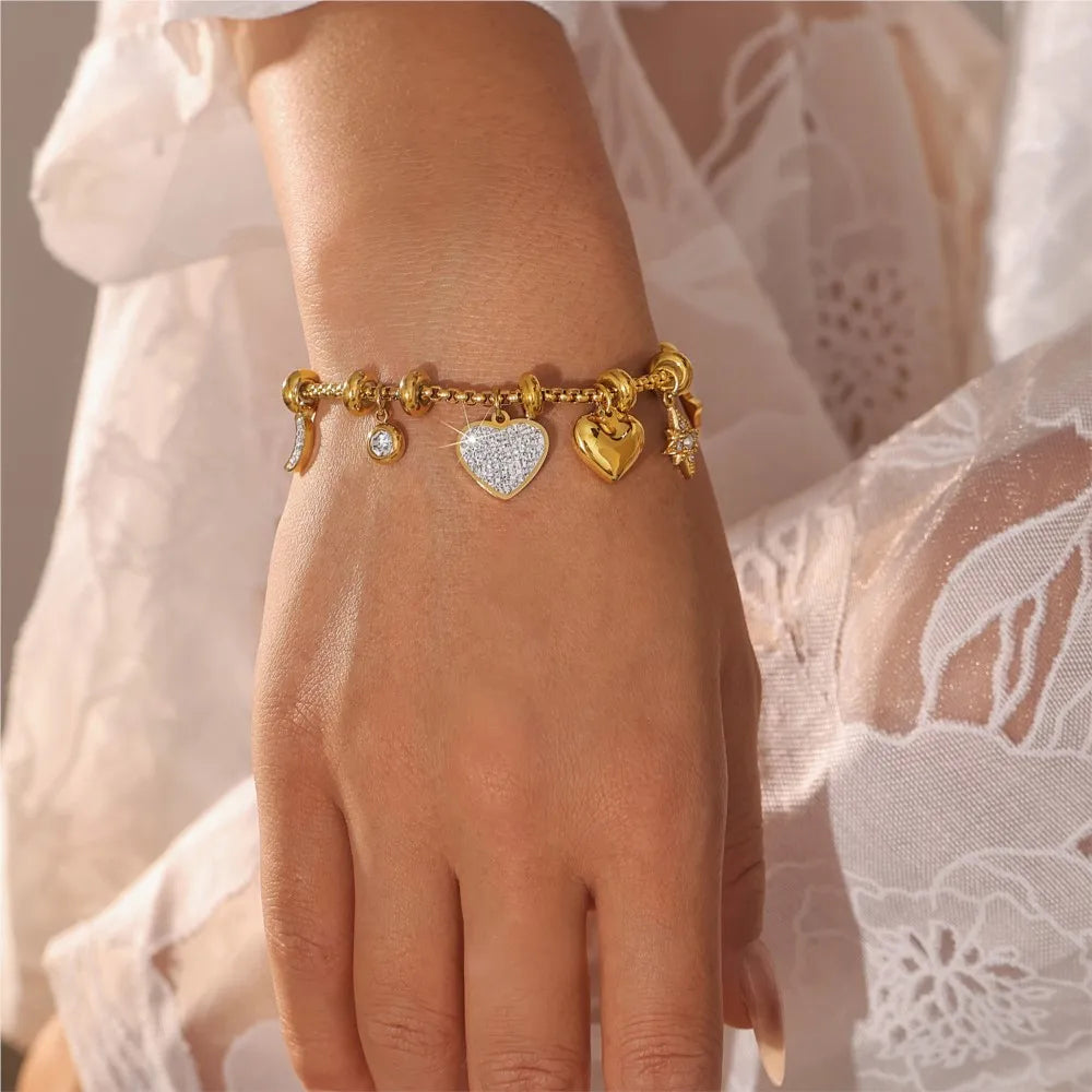 Stellar Heart Charm Bracelet