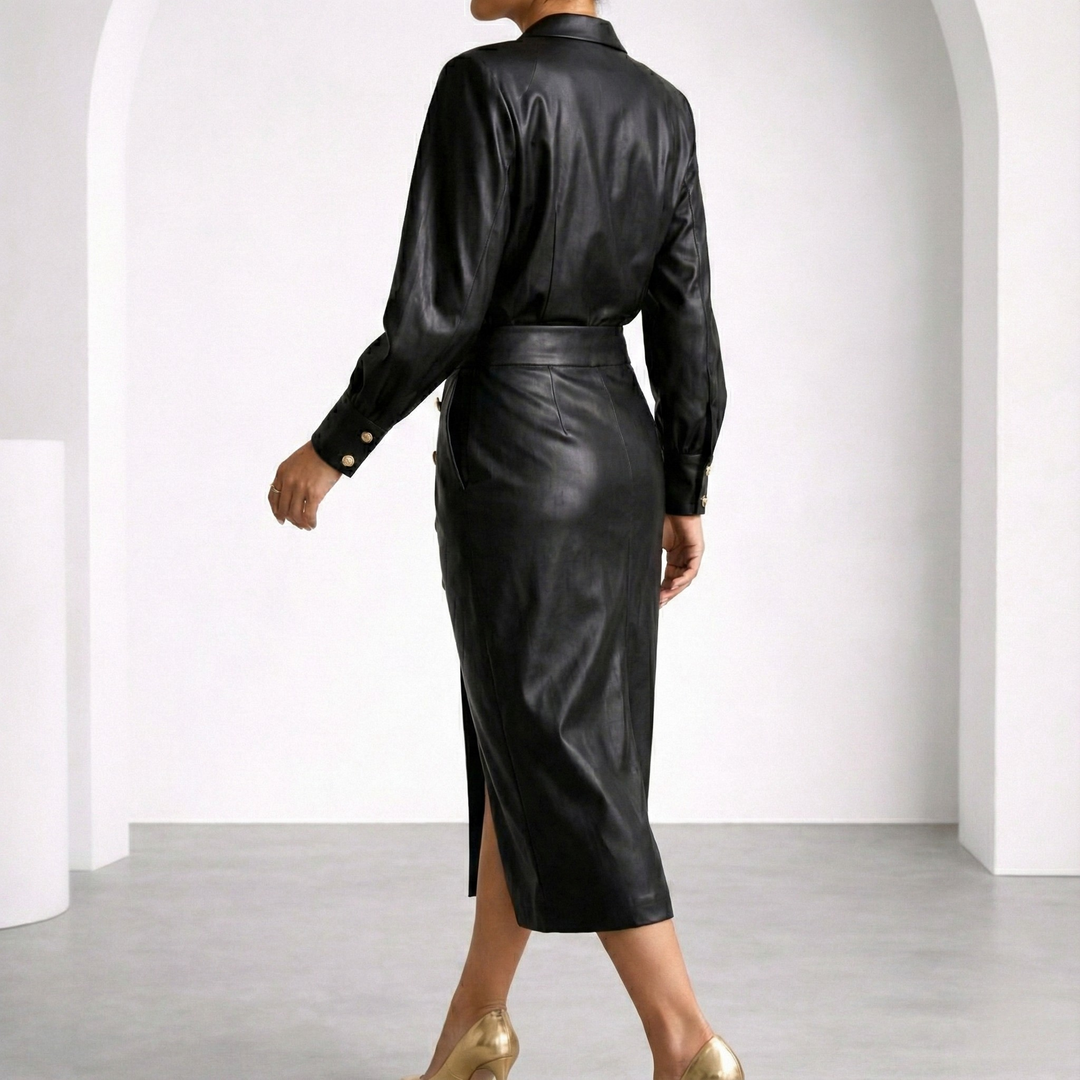 Savona Leather Belted Dress